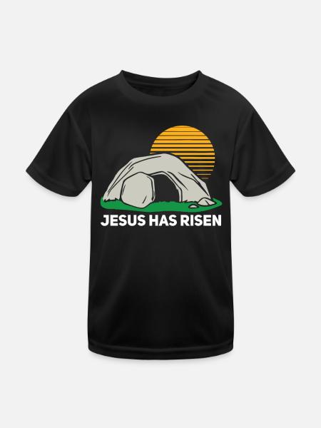 Er Ist Auferstanden Ostersonntag Höhle Jesus - Kinder Funktions-T-Shirt - Schwarz - Vorne