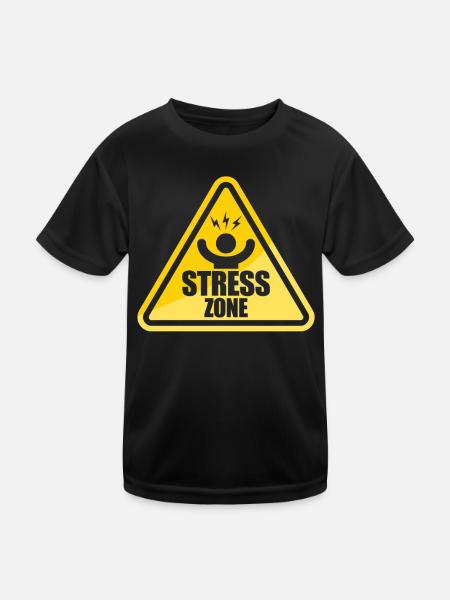 Stress Zone Road Sign National Stress - Kids Functional T-Shirt - black - Front