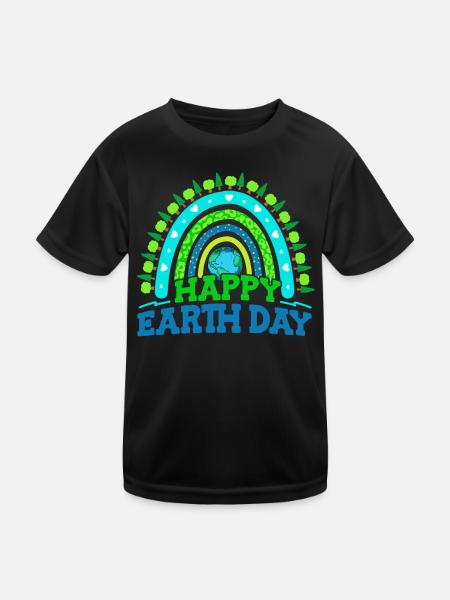 Fröhlicher Tag Der Erde Wald Bäume - Kinder Funktions-T-Shirt - Schwarz - Vorne