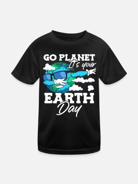 Go Planet It's Your Earth Day Umweltbewusstsein - Kinder Funktions-T-Shirt - Schwarz - Vorne