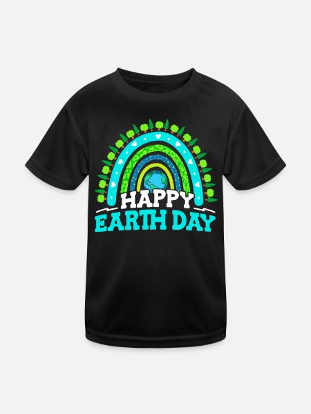 Fröhlicher Tag Der Erde Wald Bäume - Kinder Funktions-T-Shirt - Schwarz - Vorne