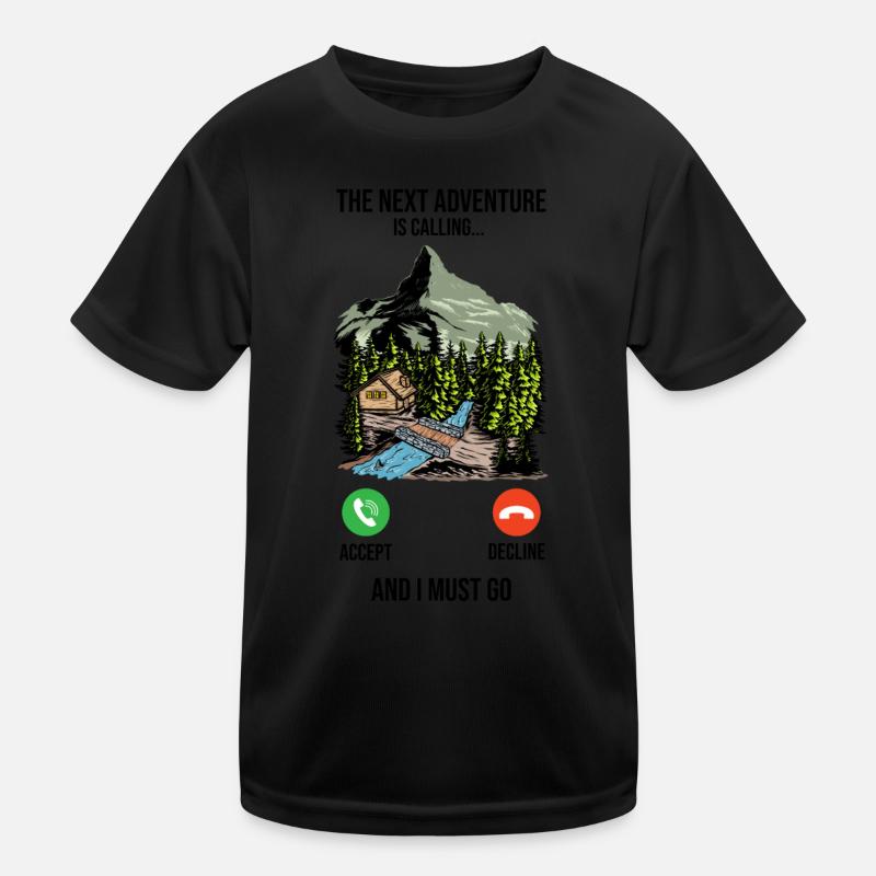 Das Nächste Abenteuer Ruft Wanderer Camp - Kinder Funktions-T-Shirt - Schwarz