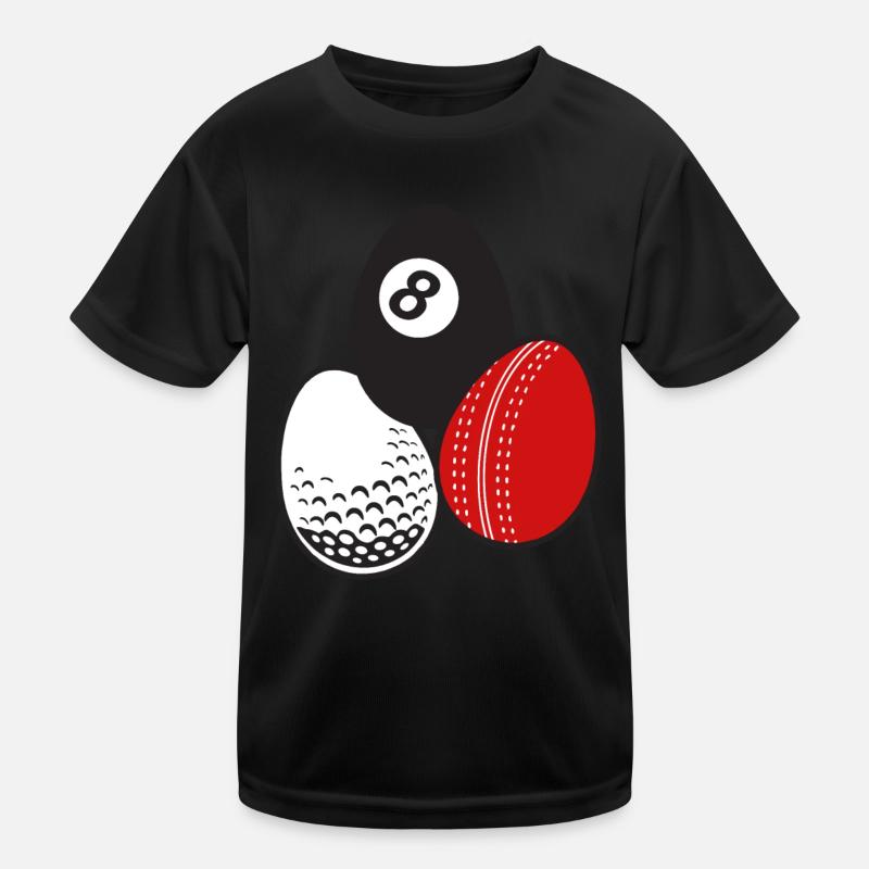 Queue Sport Billard Cricket Golf Ostereier Bälle Kinder Funktions-T-Shirt