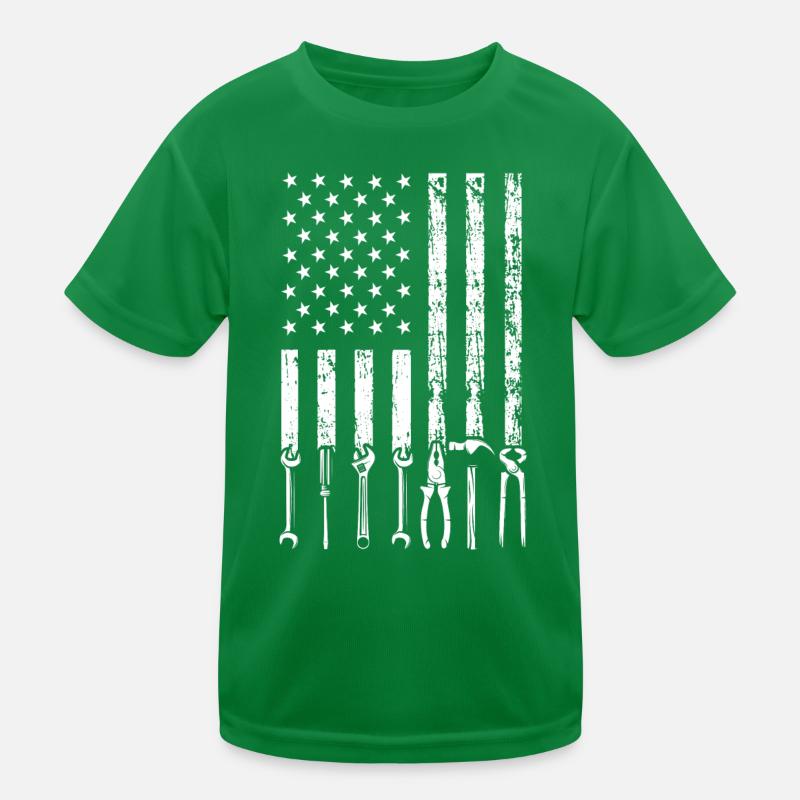 Patriotic American Flag Carpentry Tool Kids Functional T-Shirt