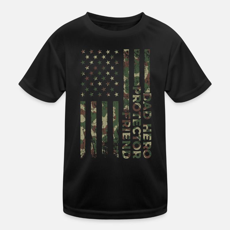 Daddy Hero Protector Patriotic American Kids Functional T-Shirt