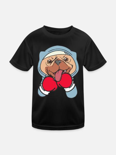Hundeboxer Kampfsportler Sparring Combat Sports - Kinder Funktions-T-Shirt - Schwarz - Vorne