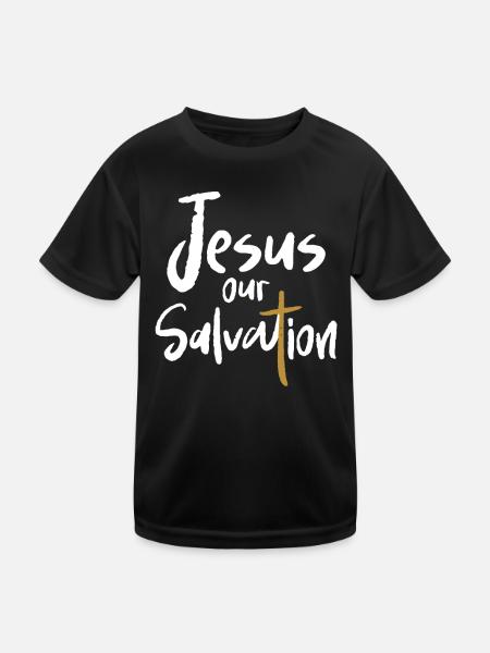 Jesus Unsere Erlösung Kreuz Christlicher Glaube - Kinder Funktions-T-Shirt - Schwarz