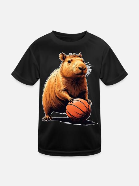 Capybara Basketball - Kids Functional T-Shirt - black - Front
