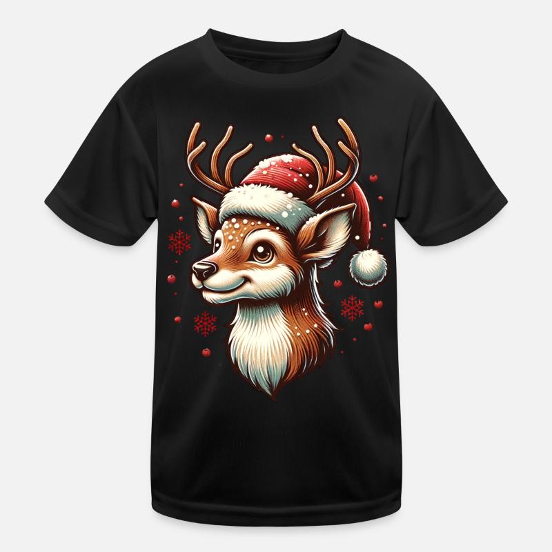 Reindeer Christmas Snowfall Kids Functional T-Shirt