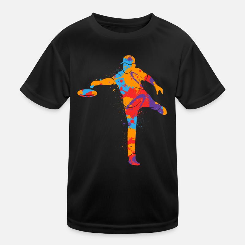 Bunter Discgolf Korb Disc Golf Jungen Discgolfer Kinder Funktions-T-Shirt