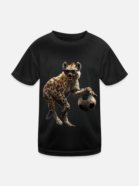 Hyäne - Kinder Funktions-T-Shirt - Schwarz