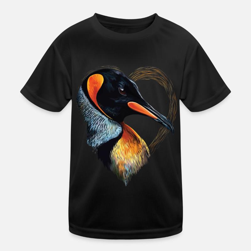 Pinguin - Kinder Funktions-T-Shirt - Schwarz