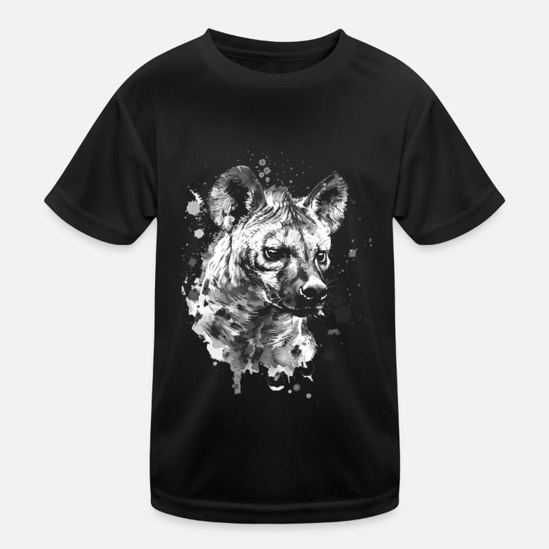 Hyäne - Kinder Funktions-T-Shirt - Schwarz