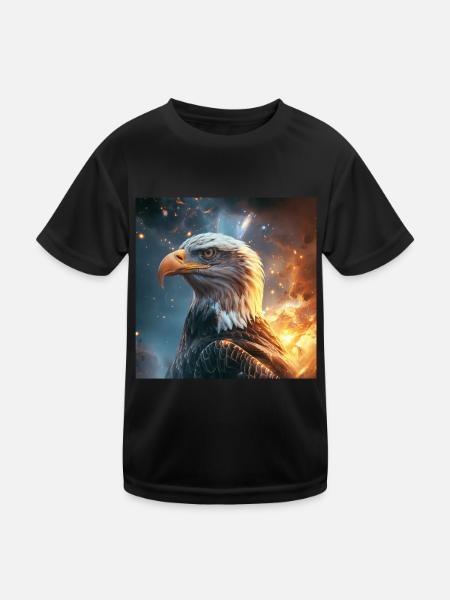 Adler - Kinder Funktions-T-Shirt - Schwarz - Vorne