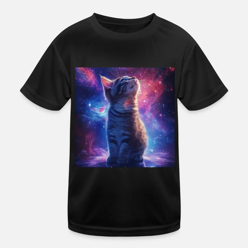 Katze - Kinder Funktions-T-Shirt - Schwarz