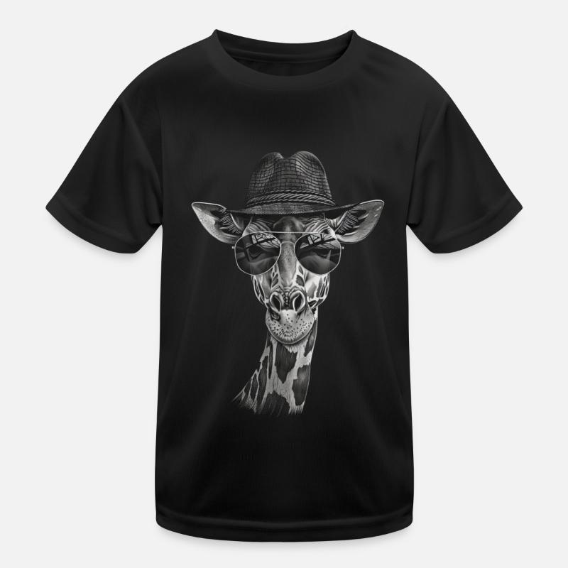 Giraffe - Kinder Funktions-T-Shirt - Schwarz