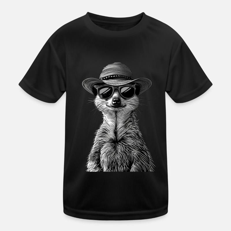 Erdmännchen - Kinder Funktions-T-Shirt - Schwarz