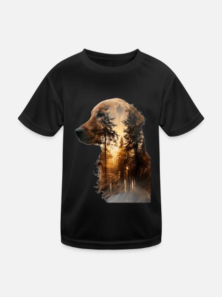 Golden Retriever - Kinder Funktions-T-Shirt - Schwarz - Vorne