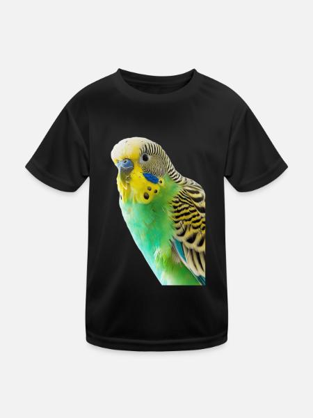 Wellensittich - Kinder Funktions-T-Shirt - Schwarz - Vorne