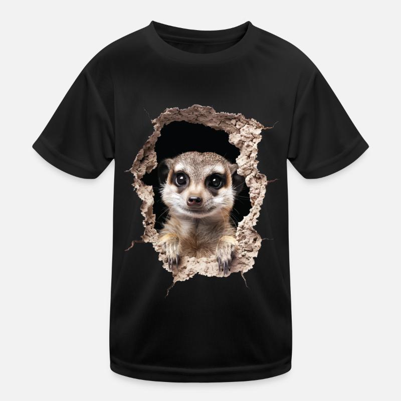 Erdmännchen - Kinder Funktions-T-Shirt - Schwarz