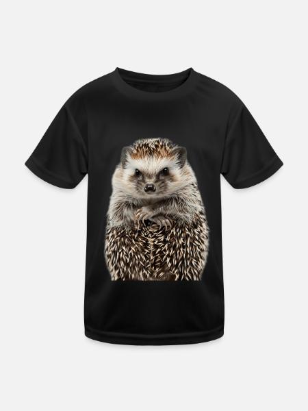 Igel - Kinder Funktions-T-Shirt - Schwarz