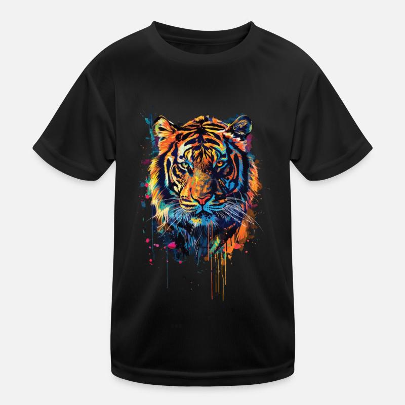 Tiger - Kinder Funktions-T-Shirt - Schwarz