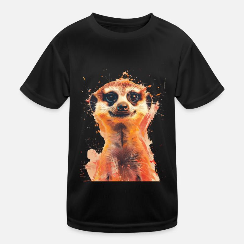 Erdmännchen - Kinder Funktions-T-Shirt - Schwarz