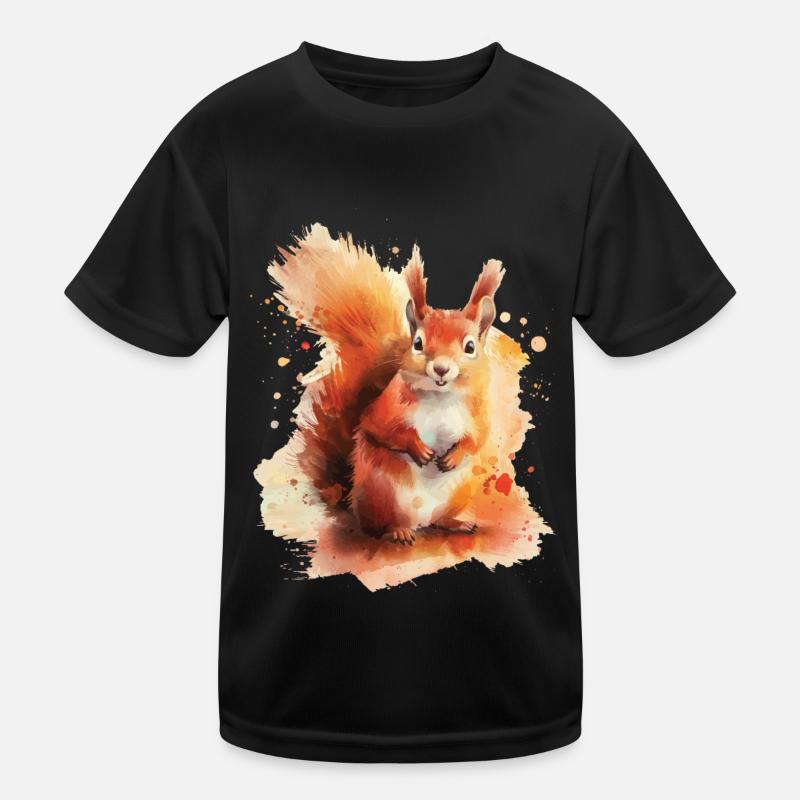 Eichhörnchen - Kinder Funktions-T-Shirt - Schwarz