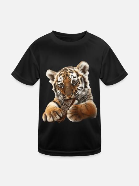 Tiger - Kinder Funktions-T-Shirt - Schwarz - Vorne
