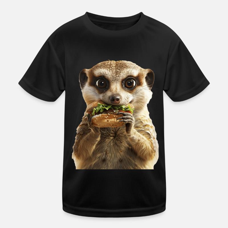 Erdmännchen - Kinder Funktions-T-Shirt - Schwarz