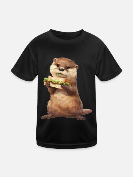 Otter - Kinder Funktions-T-Shirt - Schwarz - Vorne