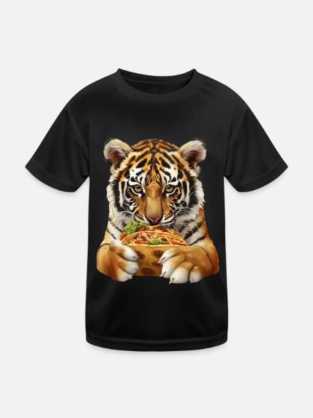 Tiger - Kinder Funktions-T-Shirt - Schwarz