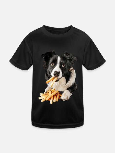 Border Collie - Kinder Funktions-T-Shirt - Schwarz - Vorne