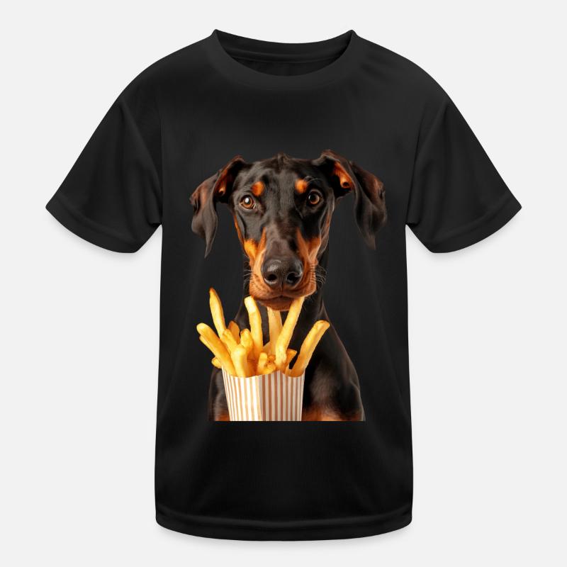 Dobermann - Kinder Funktions-T-Shirt - Schwarz
