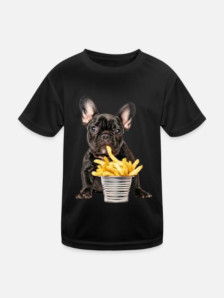 Französische Bulldogge - Kinder Funktions-T-Shirt - Schwarz