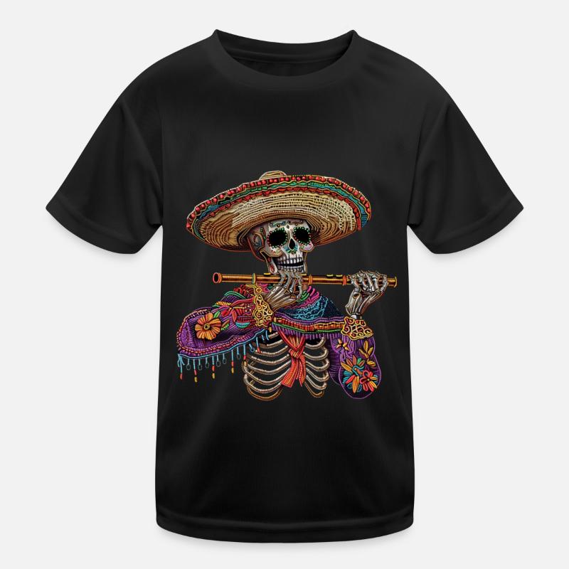 Flöte Mexikanisches Skelett Kinder Funktions-T-Shirt