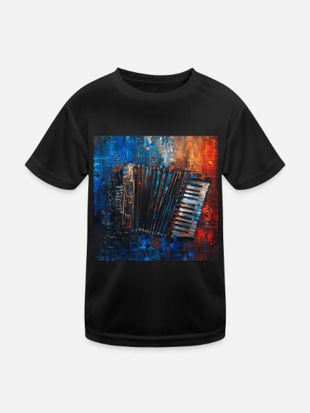Akkordeon - Kinder Funktions-T-Shirt - Schwarz - Vorne