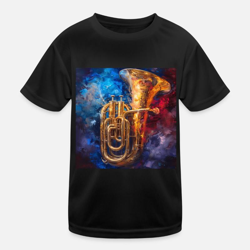 Tuba - Kinder Funktions-T-Shirt - Schwarz
