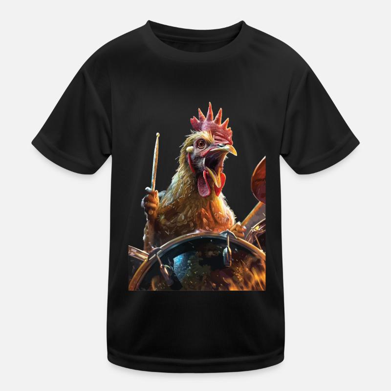 Hahn Trommeln Kinder Funktions-T-Shirt