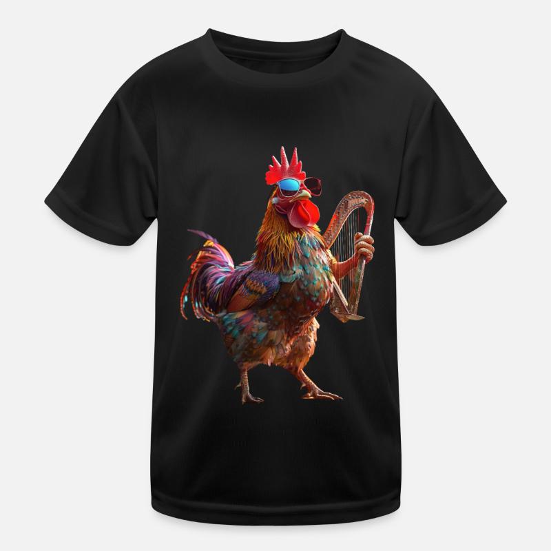 Rooster Harp Kids Functional T-Shirt