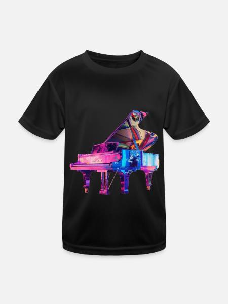Klavier - Kinder Funktions-T-Shirt - Schwarz - Vorne