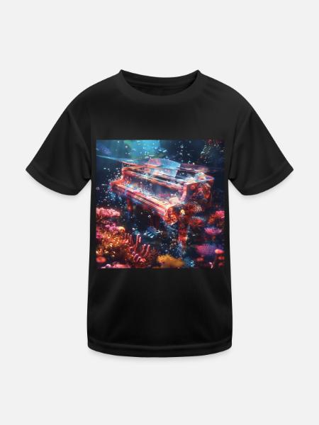 Klavier - Kinder Funktions-T-Shirt - Schwarz