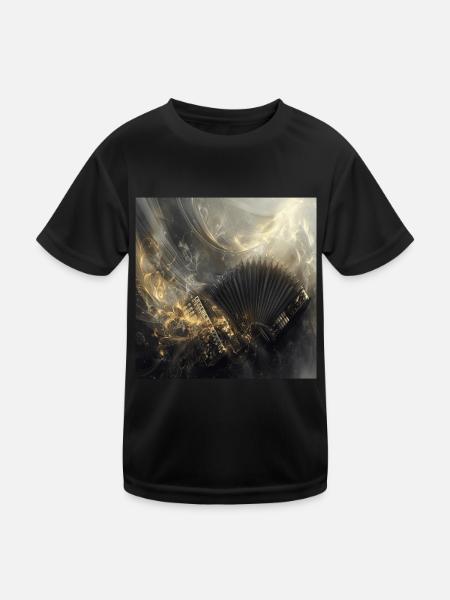 Akkordeon - Kinder Funktions-T-Shirt - Schwarz - Vorne