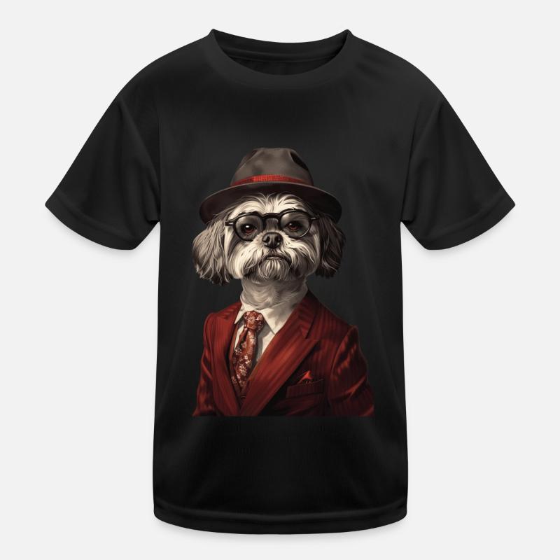 Lhasa Apso - Kinder Funktions-T-Shirt - Schwarz