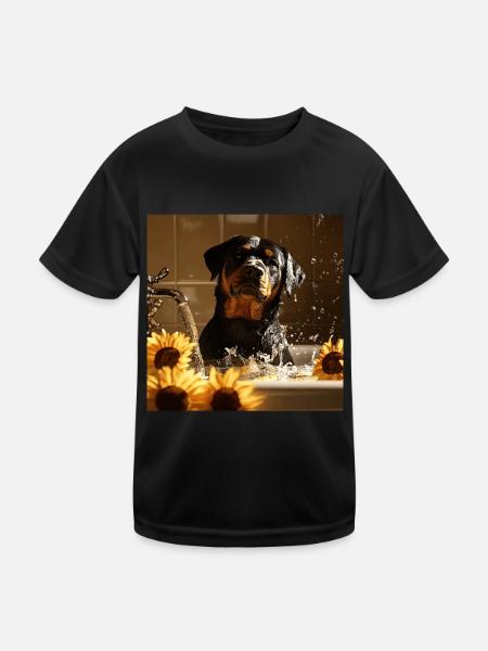 Rottweiler - Kinder Funktions-T-Shirt - Schwarz - Vorne
