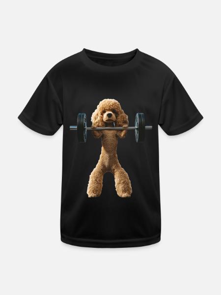 Pudel - Kinder Funktions-T-Shirt - Schwarz - Vorne