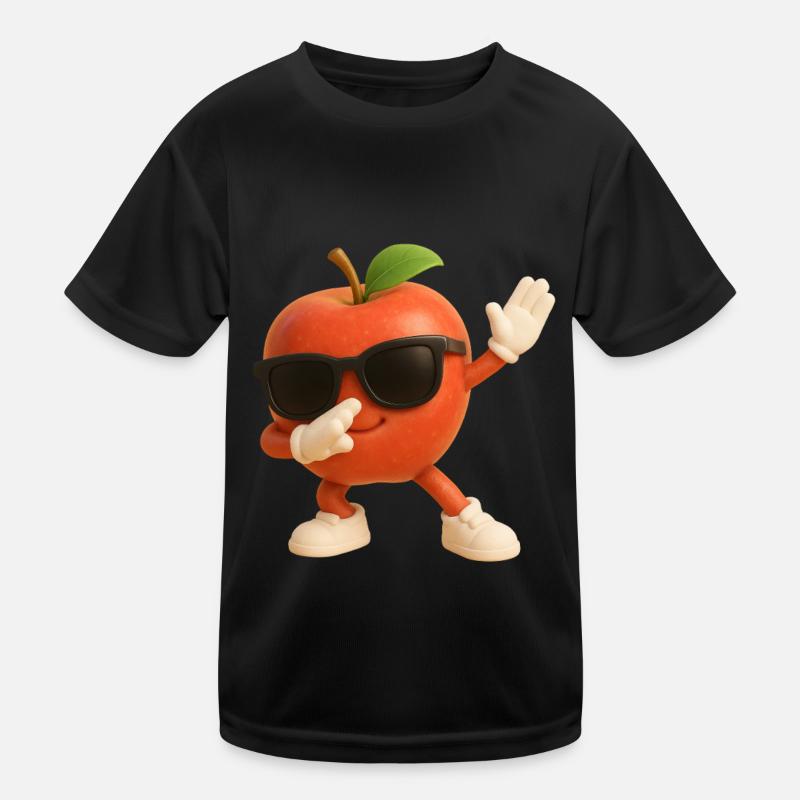 Apfel - Kinder Funktions-T-Shirt - Schwarz