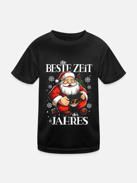 WEIHNACHTEN BESTE ZEIT DES JAHRES GAMER GAMING - Kinder Funktions-T-Shirt - Schwarz - Vorne