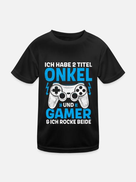 ZWEI TITEL ONKEL UND GAMER ROCKE BEIDE GAMING - Kinder Funktions-T-Shirt - Schwarz - Vorne
