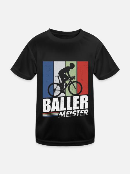 BALLERMEISTER FAHRRAD RADFAHRER RENNRAD SPRUCH - Kinder Funktions-T-Shirt - Schwarz - Vorne